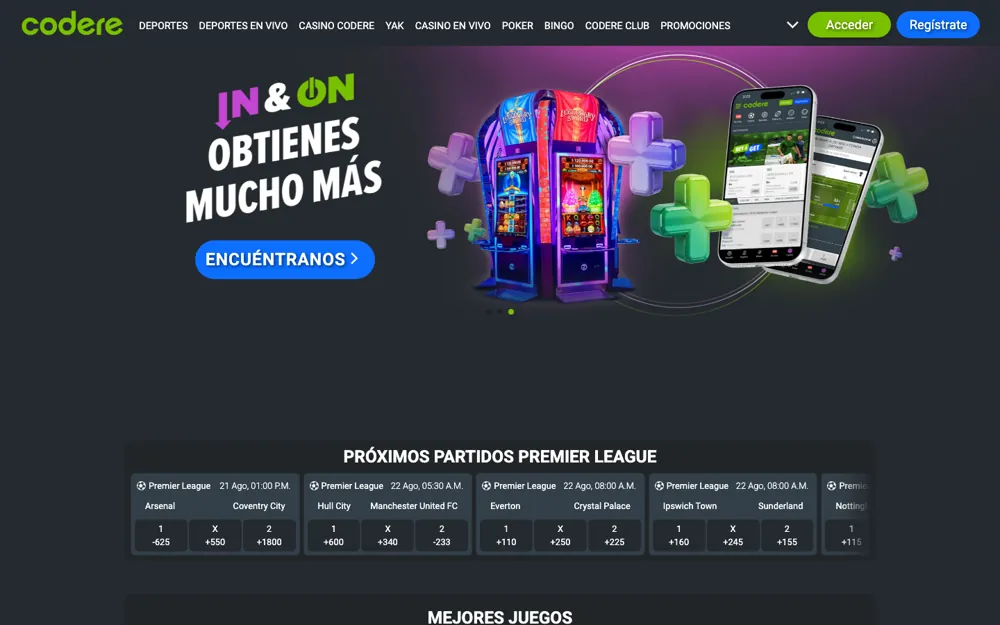 Codere Ecuador, página de inicio de apuestas deportivas